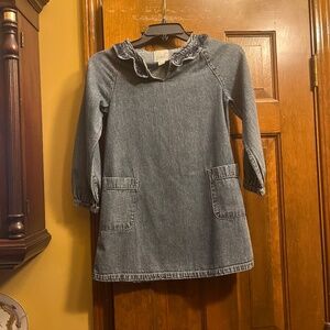 Super cute Girls Sz. 6-7 Blue Denim Dress.  Long Sleeve.  By “Peek”